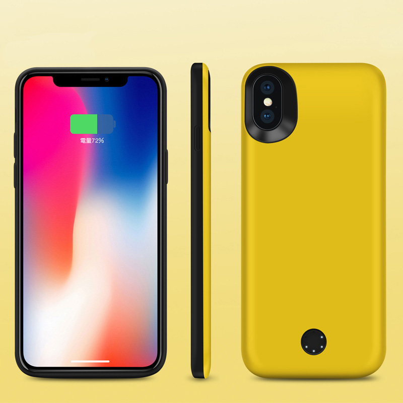 iPHONE X (Ten) Portable Power Charging TPU Full Case 5000 mAh (Yellow)
